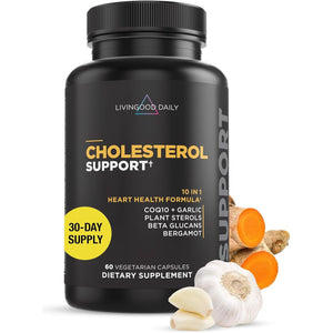 Livingood Daily Support - Supplement for Health with Beta Glucans, Pine Sterol, Coq10, and Garlic Root 60 Capsules