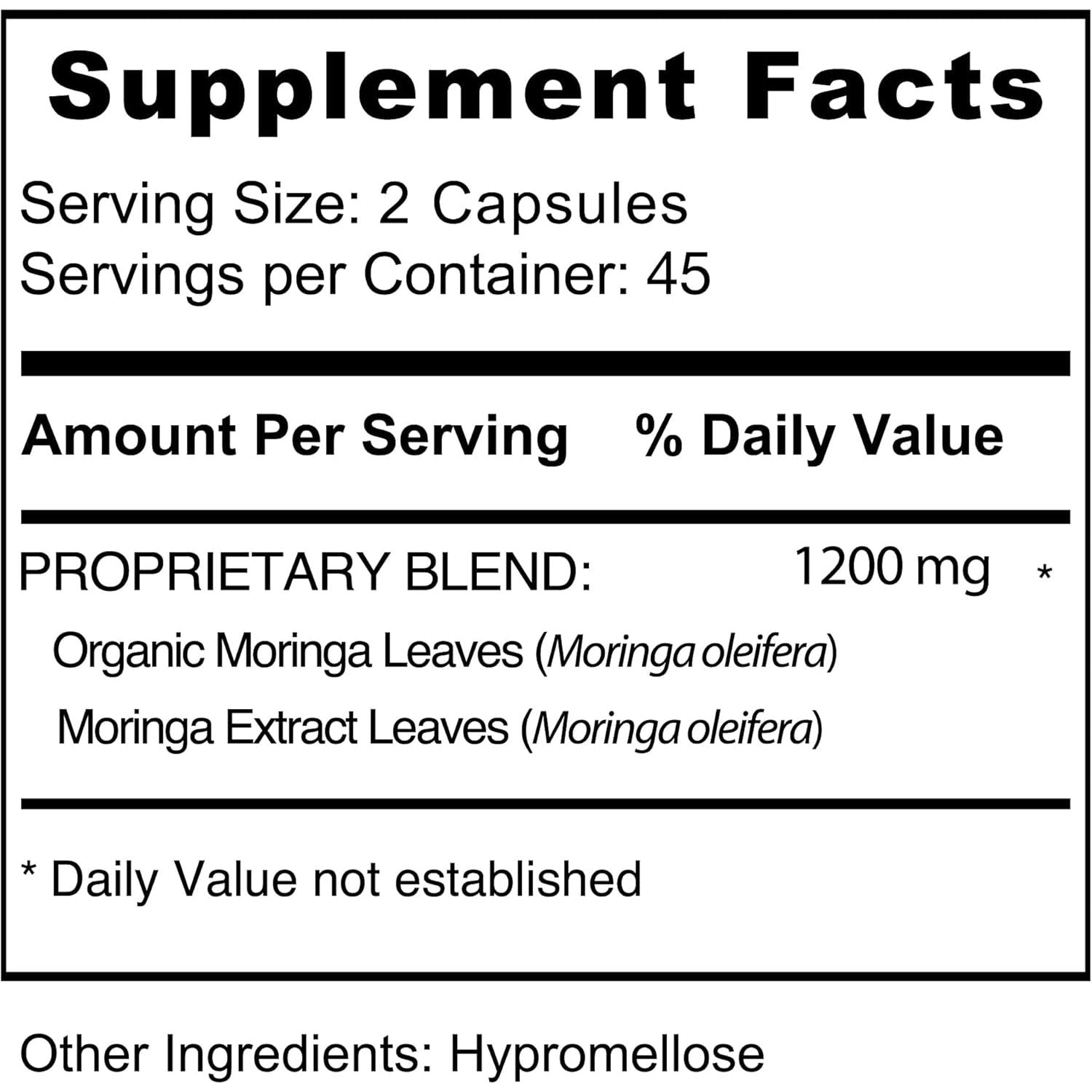 Jiva Botanicals Moringa Leaves Extract Capsules for Immune and Normal Joint Support - 90 Capsules