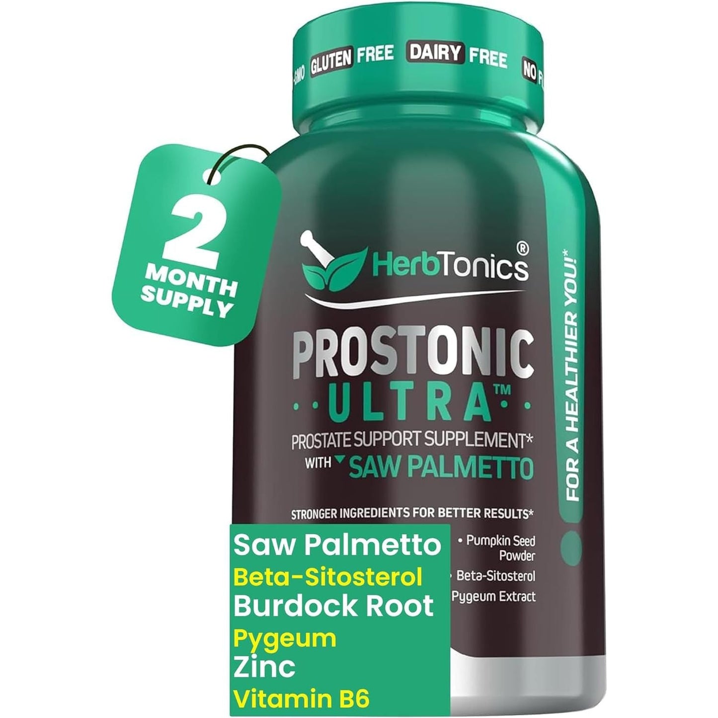 Herbtonics Prostate Support Supplement for Men'S Health - Promotes Prostate Health & Less Urination - 120 Capsules