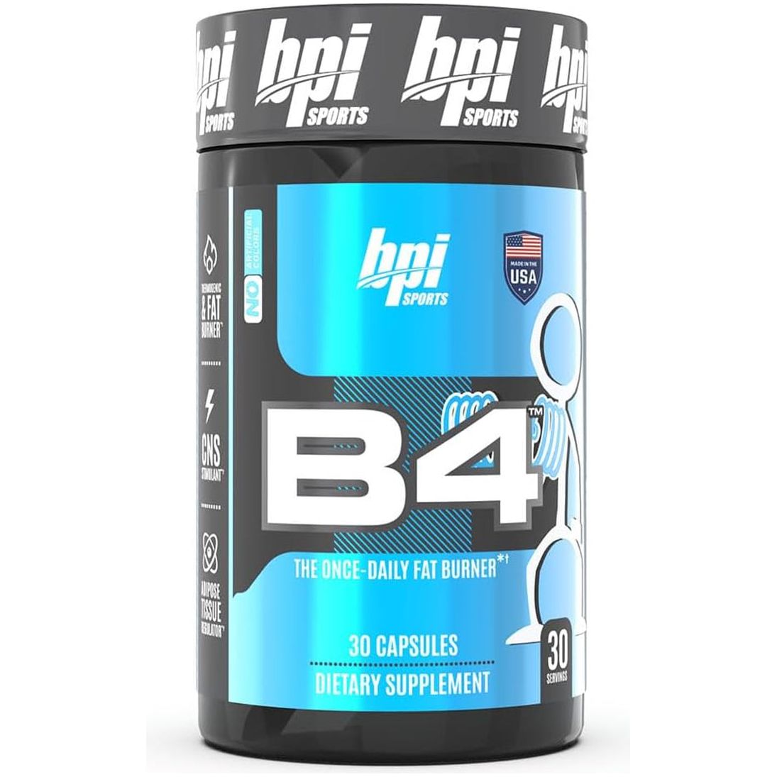 BPI Sports B4 – Extra-Strength Fat Burner –  Caffeine, Niacin, Quercetin, Yohimbine – 30 Servings – 710Mg