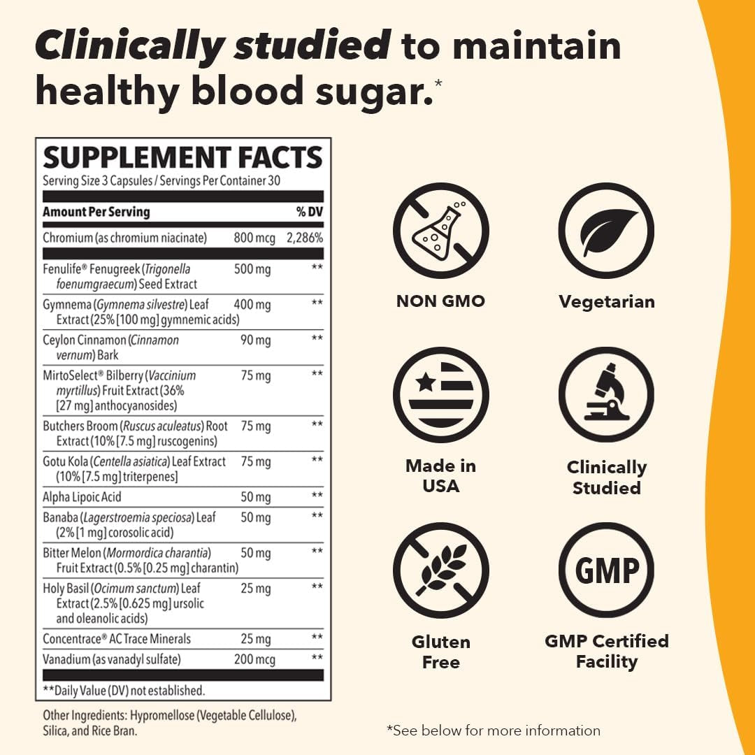 Lifeseasons - GS Stabili-T - Blood Sugar Support Supplement - Healthy Circulation & Vision - 90 Capsules