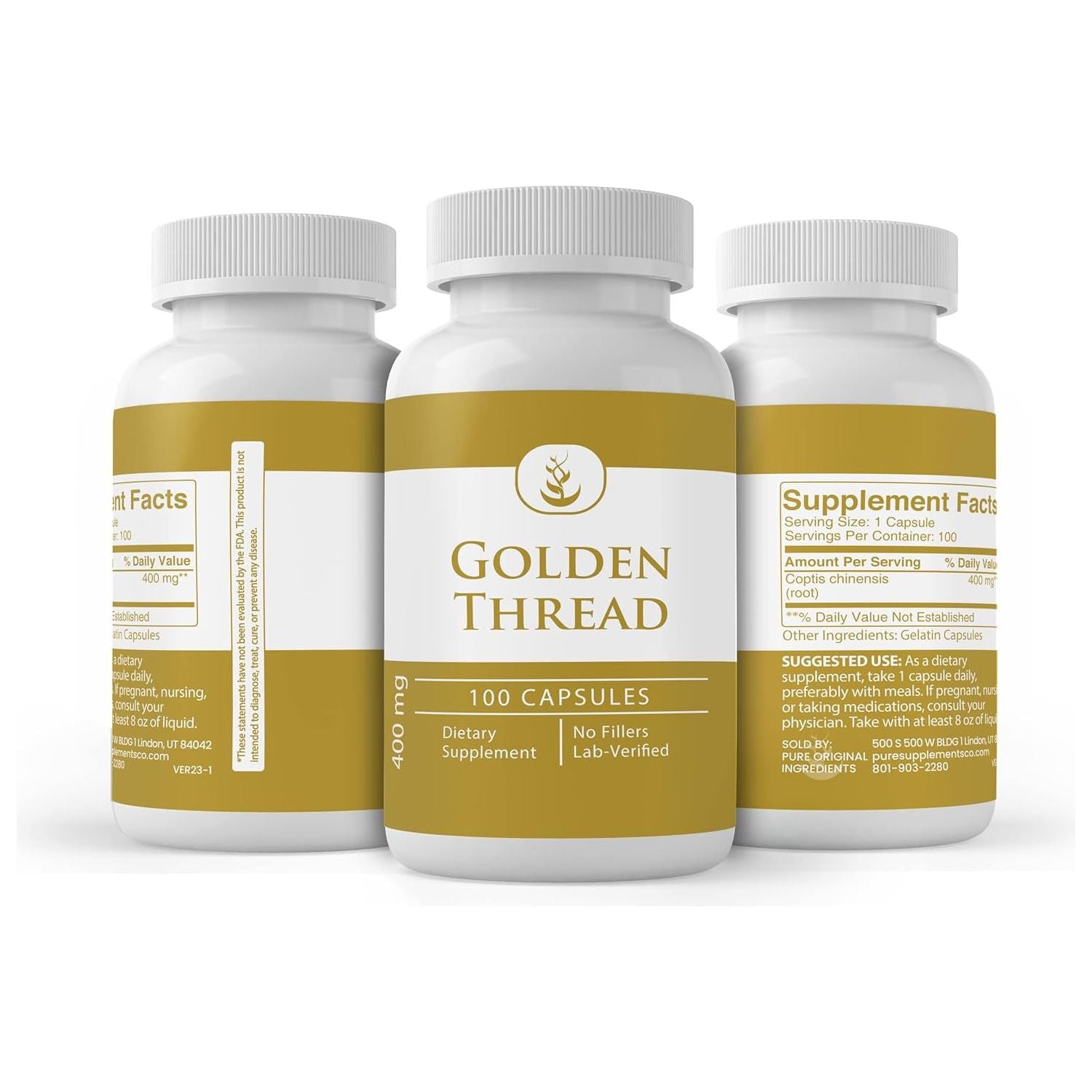 Pure Original Ingredients Golden Thread, (100 Capsules) No Additives or Fillers, Lab Verified