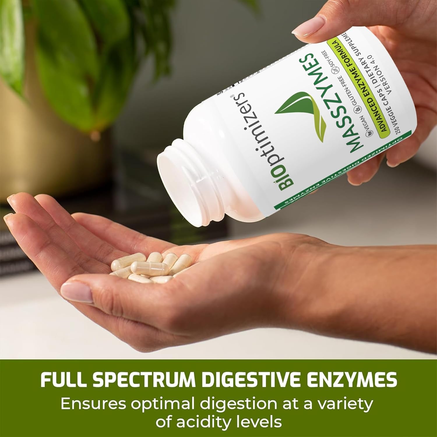 Bioptimizers Masszymes - Complete Digestive Enzymes Supplement for Gut Health - Bloating Relief (250 Capsules)