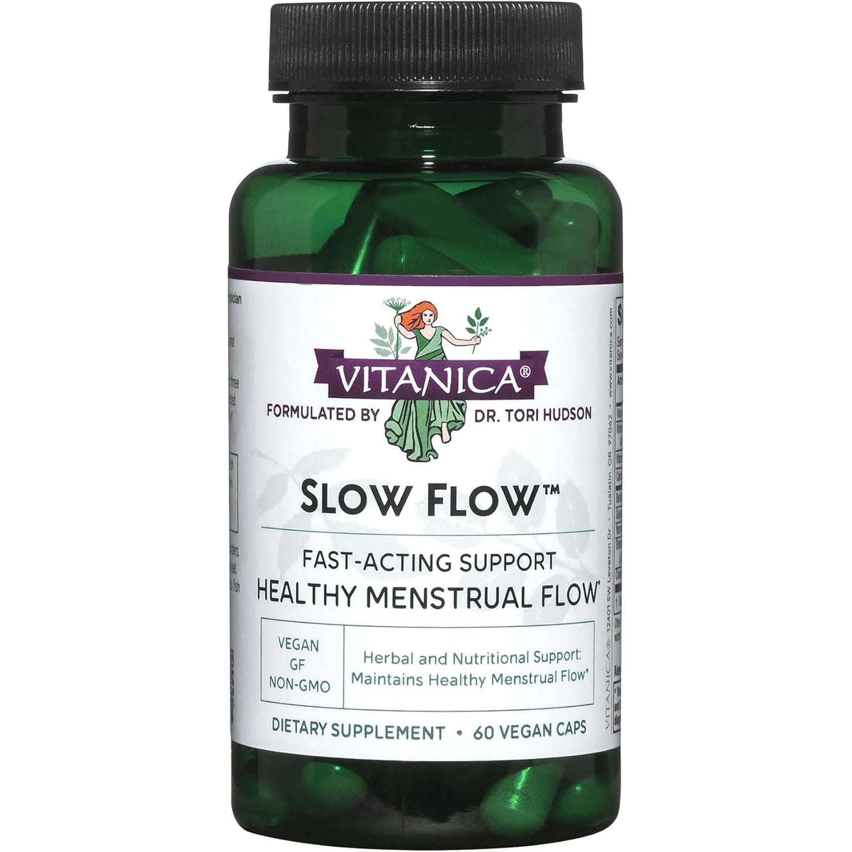 Vitanica Slow Flow, Menstrual Flow Support, Vegan, 60 Capsules