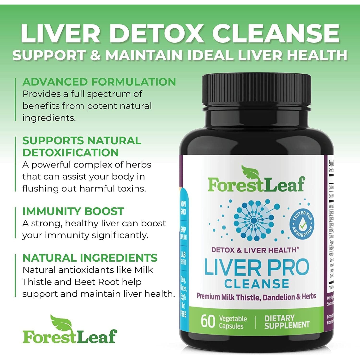 Forestleaf Liver Detox Cleanse - Prohepatic Liver Support Supplement (60 Capsules)