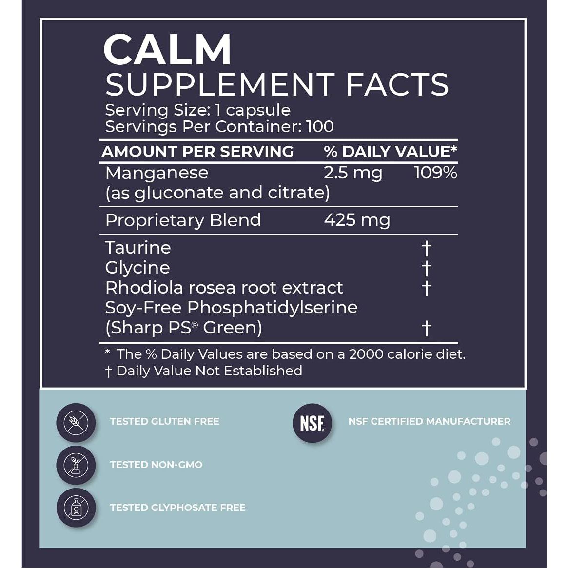 Bodybio Calm - Stress Relief Supplement 60 Capsules | Mood Booster