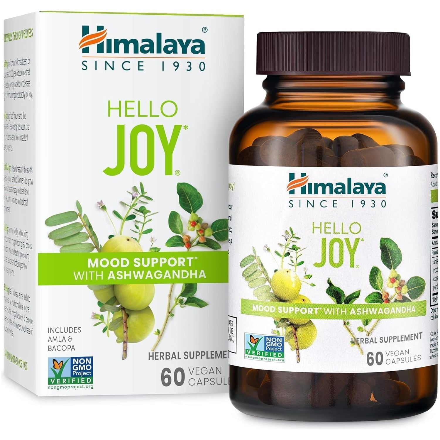 Himalaya Hello Joy Herbal Supplement, Supports Motivation, Stress Relief, Balanced Cortisol 60 Capsules
