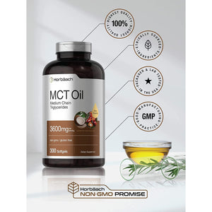 Horbäach Keto MCT Oil Capsules 3600Mg | 300 Softgels 