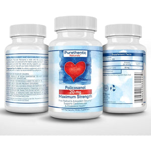 Purethentic Naturals Policosanol 20Mg | Supports Cardiovascular & Cholesterol Health* 100 Veg Capsules