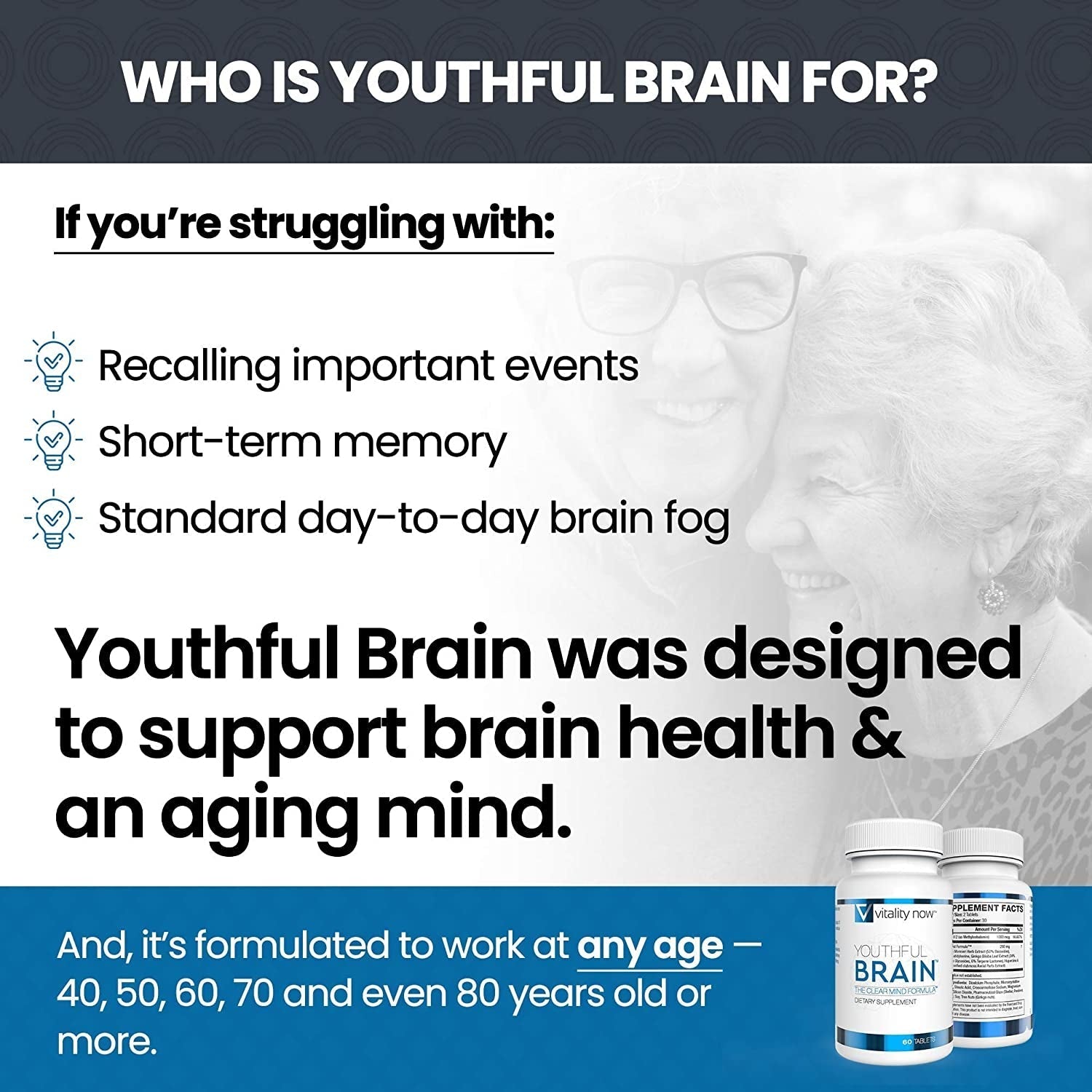 Youthful Brain | Memory & Brain Health Support Supplement - 30-Day Supply (60 Count)