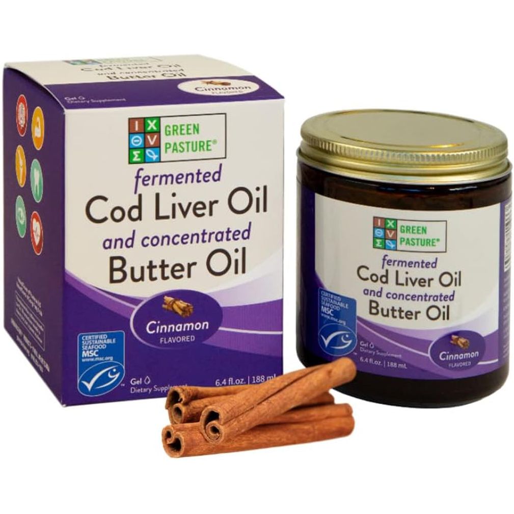 Green Pasture Butter Oil/Fermented Cod Liver Oil Blended Gel - 6.4 Oz.- Cinnamon