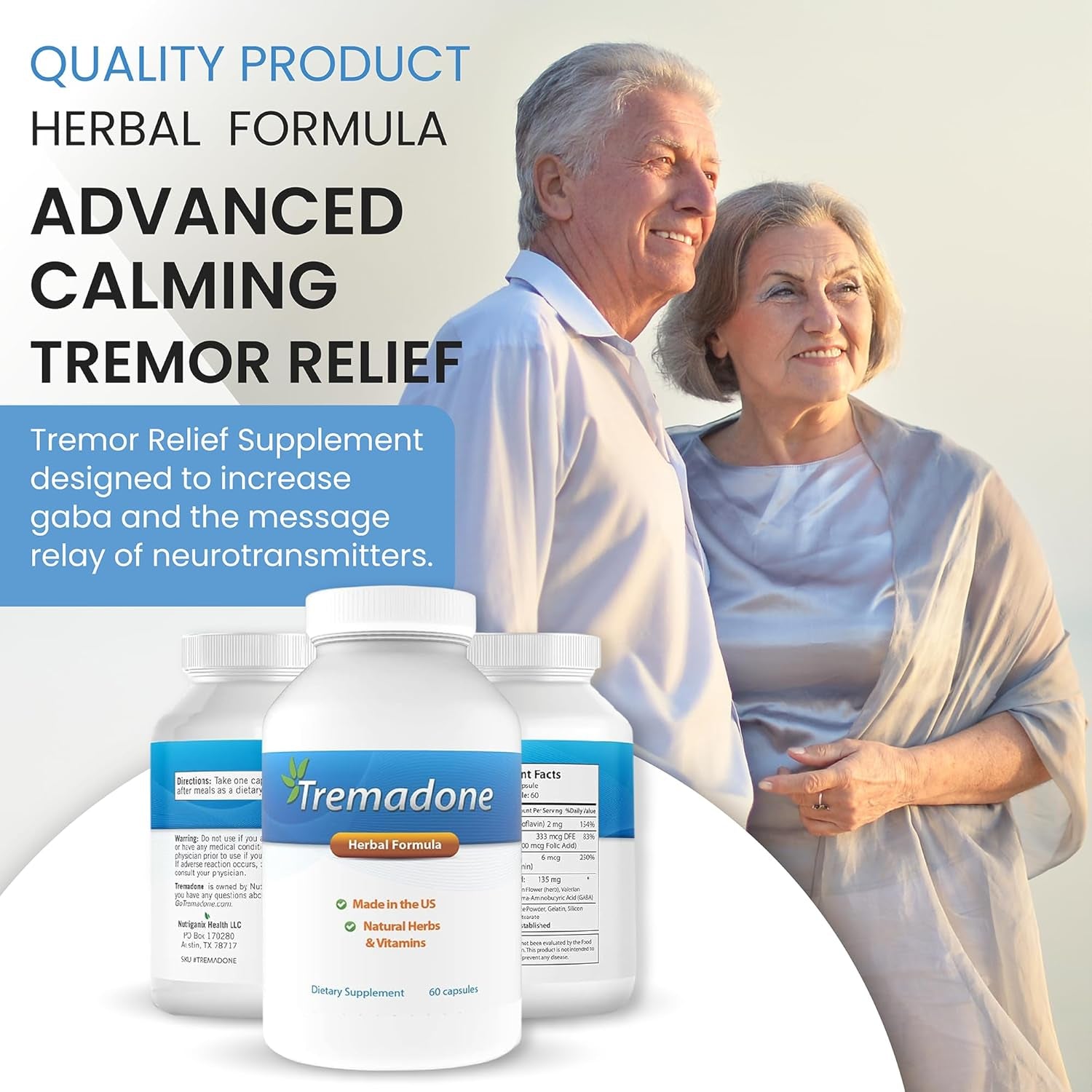 Essential Tremor Relief Supplement for Hand, Arm, Head, Leg, Feet and Body Tremors and Shaking Nutriganix