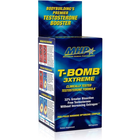 MHP T-Bomb 3Xtreme Testosterone Booster for Men, Increase Libido, 168 Count