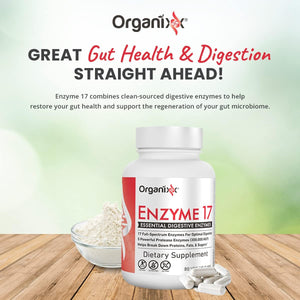 Organixx Enzyme 17 Essential Digestive Enzymes for Gut Health & Optimal Digestive Health, 80 Veggie Capsules