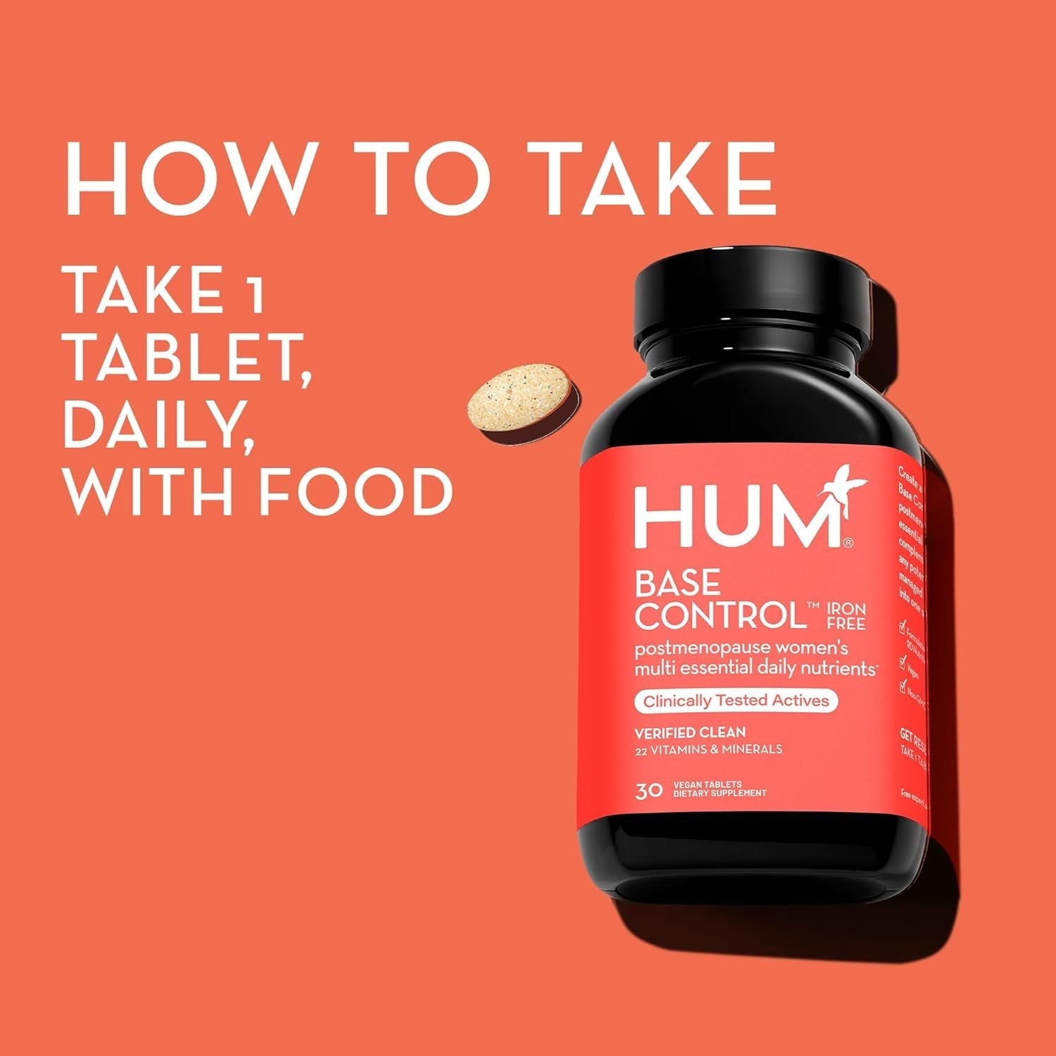 HUM Base Control -Iron Free,Daily Women'S Minerals to Support Postmenopausal (30-Count)