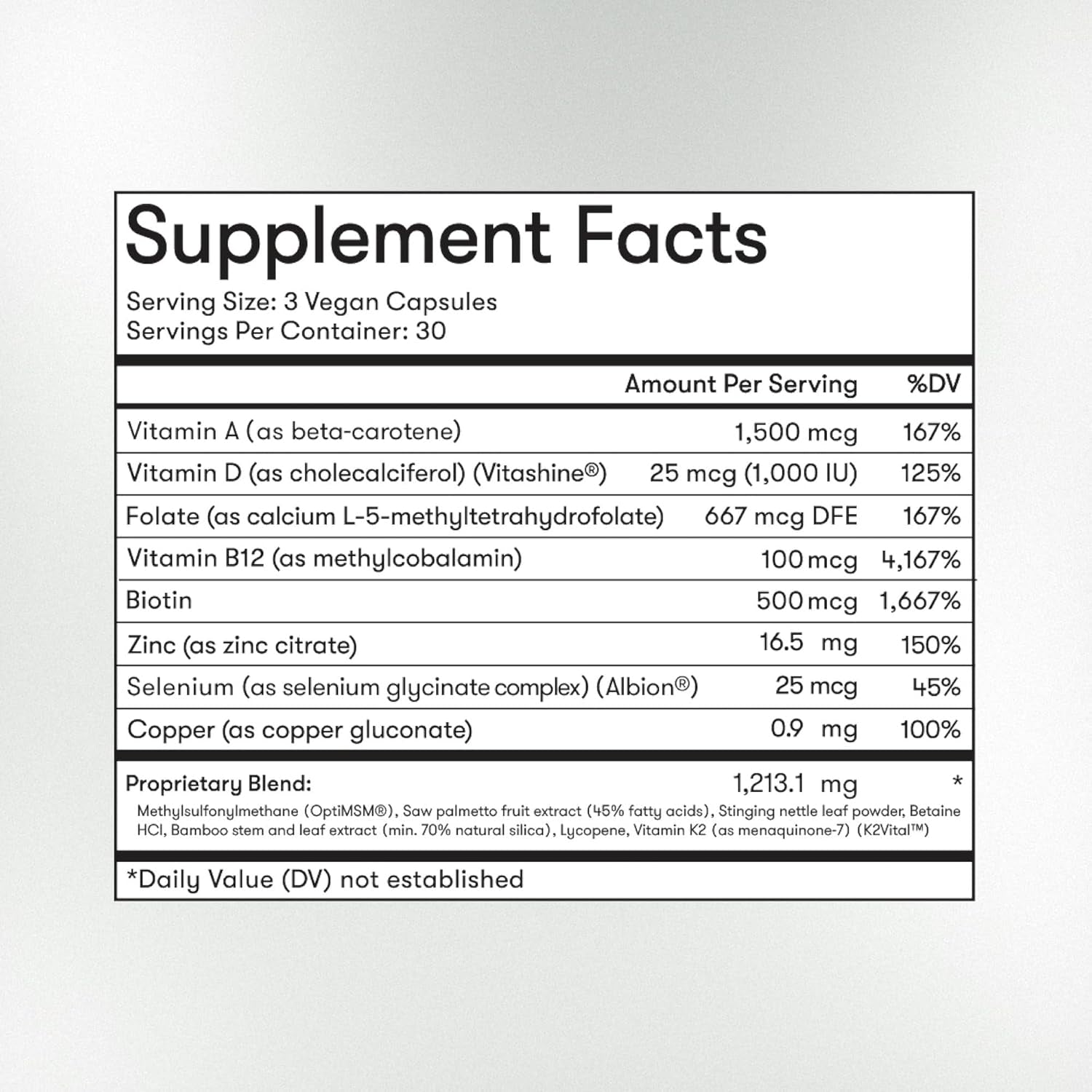 WELLBEL Women + Clean Supplement for Hair, Skin, and Nails, Vegan, Gluten Free, Non GMO 90 Count