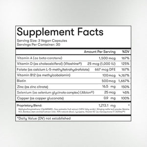 WELLBEL Women + Clean Supplement for Hair, Skin, and Nails, Vegan, Gluten Free, Non GMO 90 Count