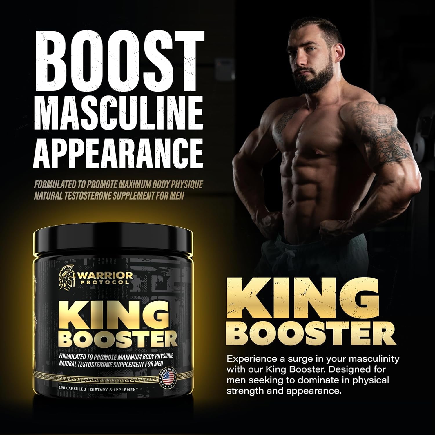 Testosterone Support for Men - Male Enhancing Supplements & Vitality Pills W/ Turkesterone, Tongkat Ali & Fadogia Agrestis 