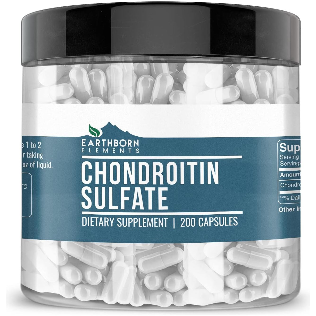 Earthborn Elements Chondroitin Sulfate 200 Capsules, Pure & Undiluted, No Additives