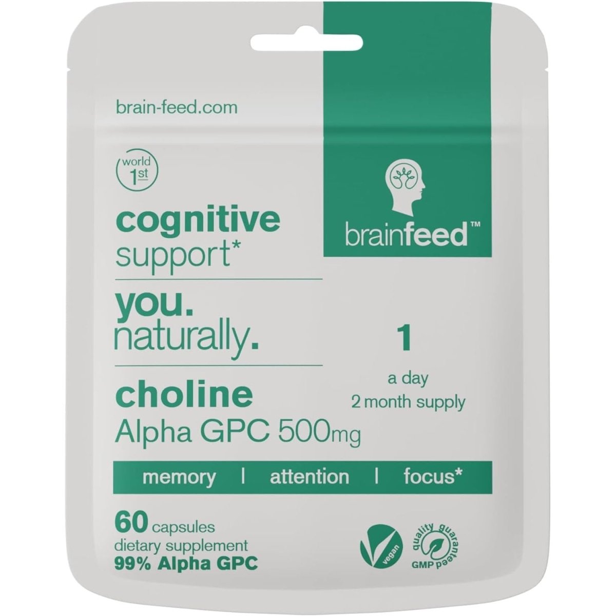 Acetylcholine Supplement | 99% Alpha GPC Capsules (60) | Memory, Focus Concentration Nootropic Brain Supplement - Suppviv
