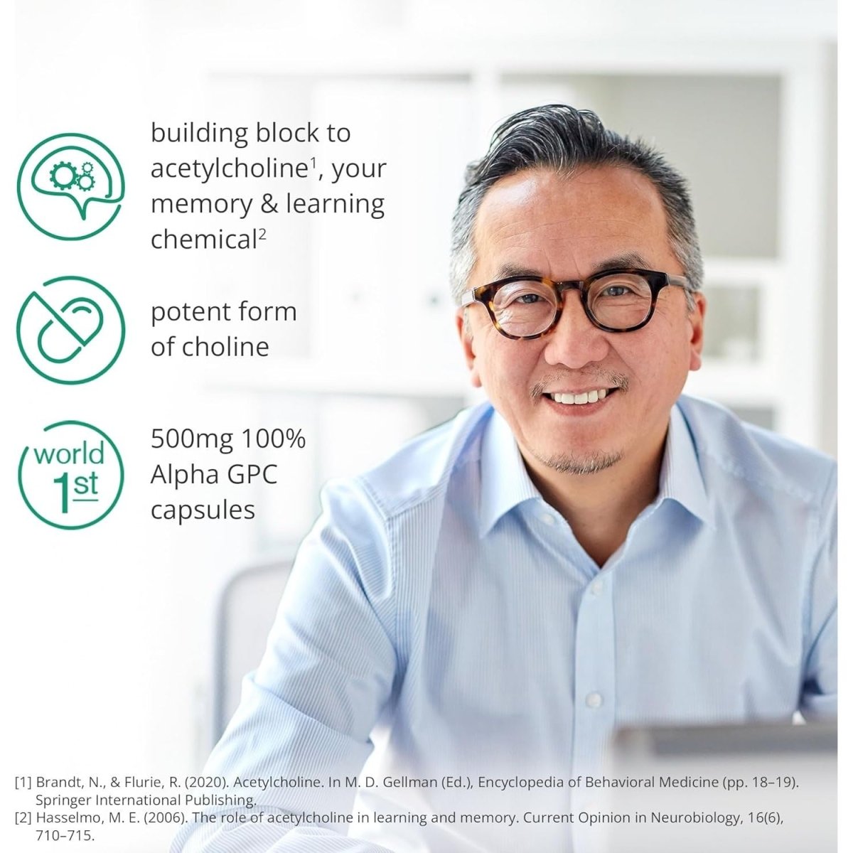 Acetylcholine Supplement | 99% Alpha GPC Capsules (60) | Memory, Focus Concentration Nootropic Brain Supplement - Suppviv