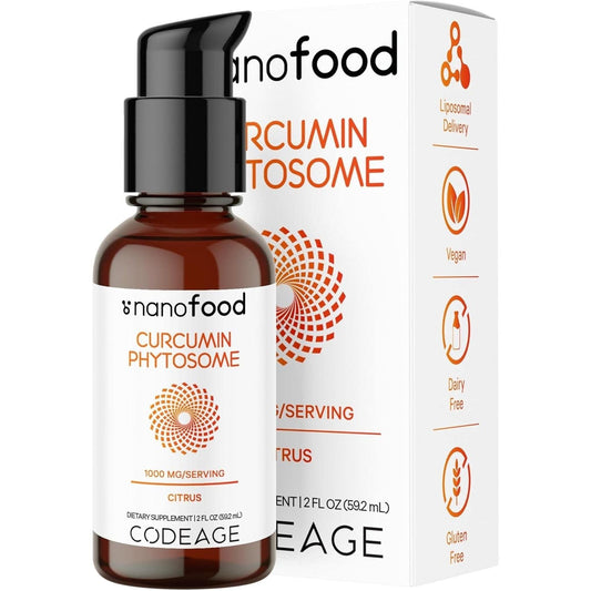 Codeage Liposomal Curcumin Phytosome Liquid Supplement, Citrus Flavor, 2 Fl Oz