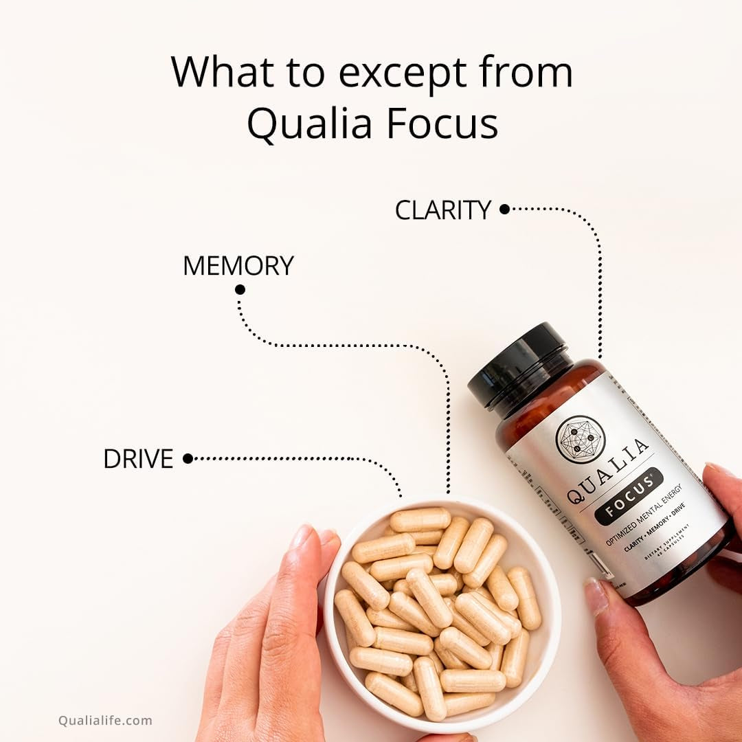 Qualia FOCUS Brain Booster Supplement to Deliver Sustained Mental Energy, Alertness, Concentration & Memory 1 Month Supply