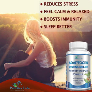 Adaptogen Stress Relief Immune Support Formula - Adaptogenic Adrenal Support 60 Capsules - Suppviv