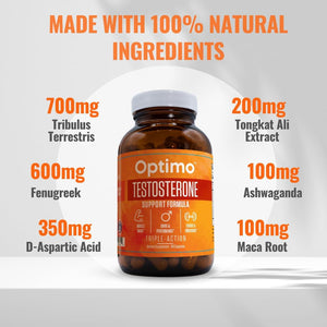 Testosterone Booster Supplement with Tongkat Ali, Tribulus, Fenugreek, Ashwagandha, Maca, Boron, Zinc, VIT D, DAA - 90 Capsules