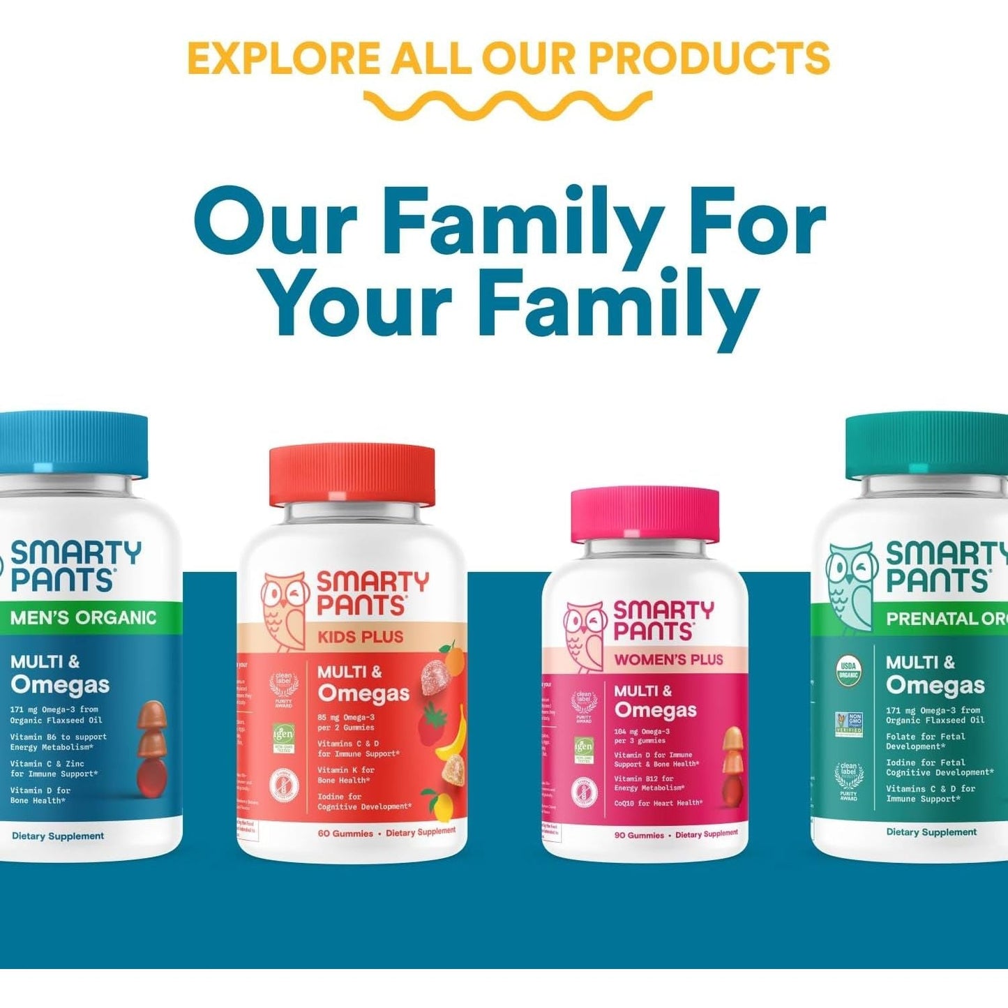 Smartypants Multivitamin for Men, Organic Gummies: Probiotics, for Immune Support, 120 Gummies (30 Day Supply)