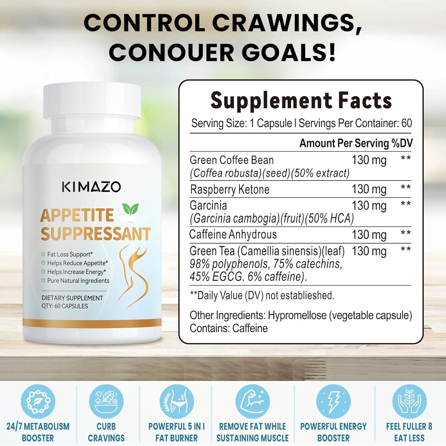 KIMAZO Appetite Suppressant Weight Loss Pills for Women - 60 Capsules