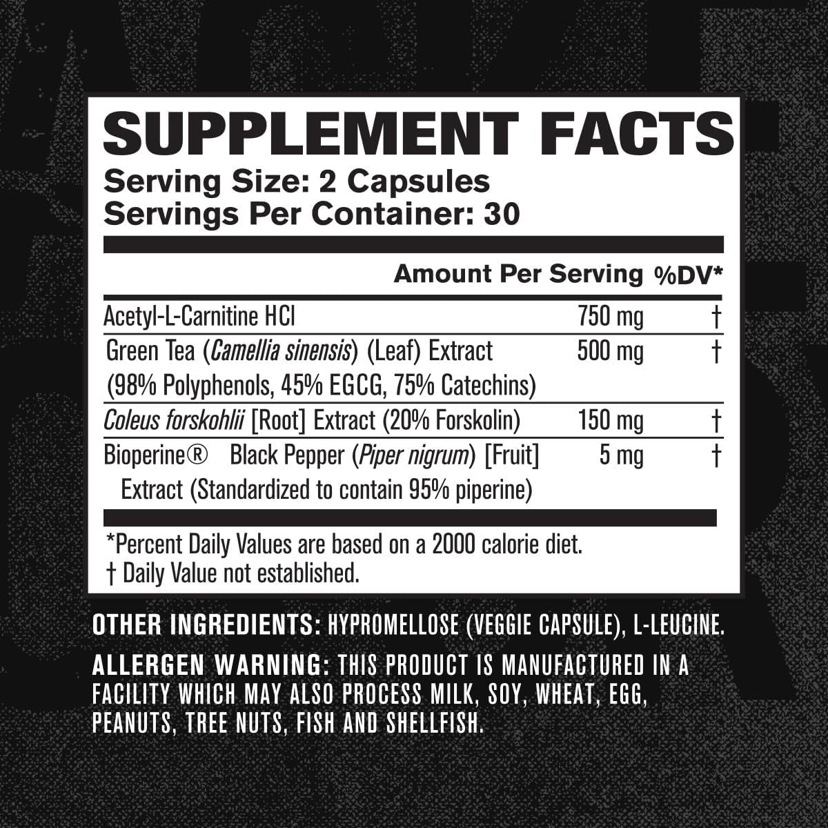 Jacked Factory Lean-Xt Caffeine Free Fat Burner - Non Stim Weight Loss Supplement 60Pills