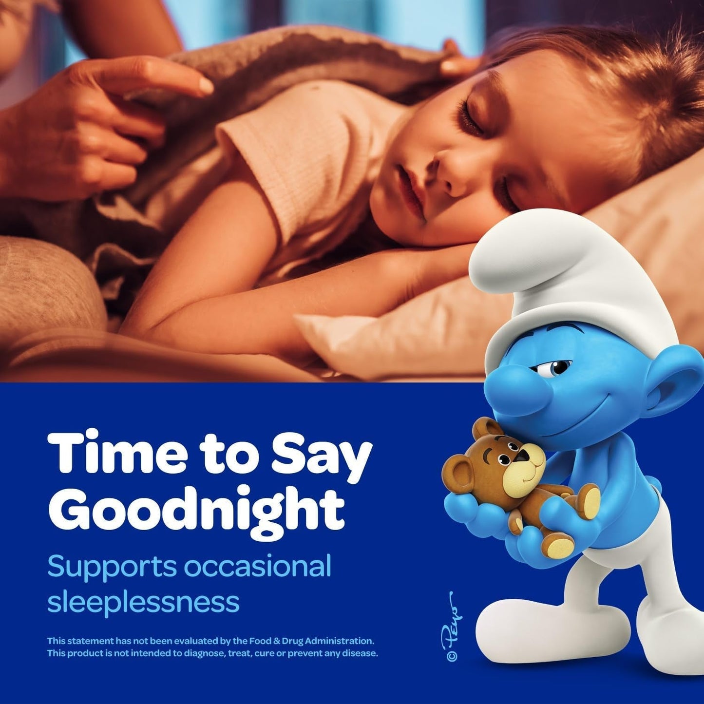 The Smurfs 1Mg Melatonin Gummies for Kids & Restful Sleep Age 3+ 50 Vegetarian Gummy