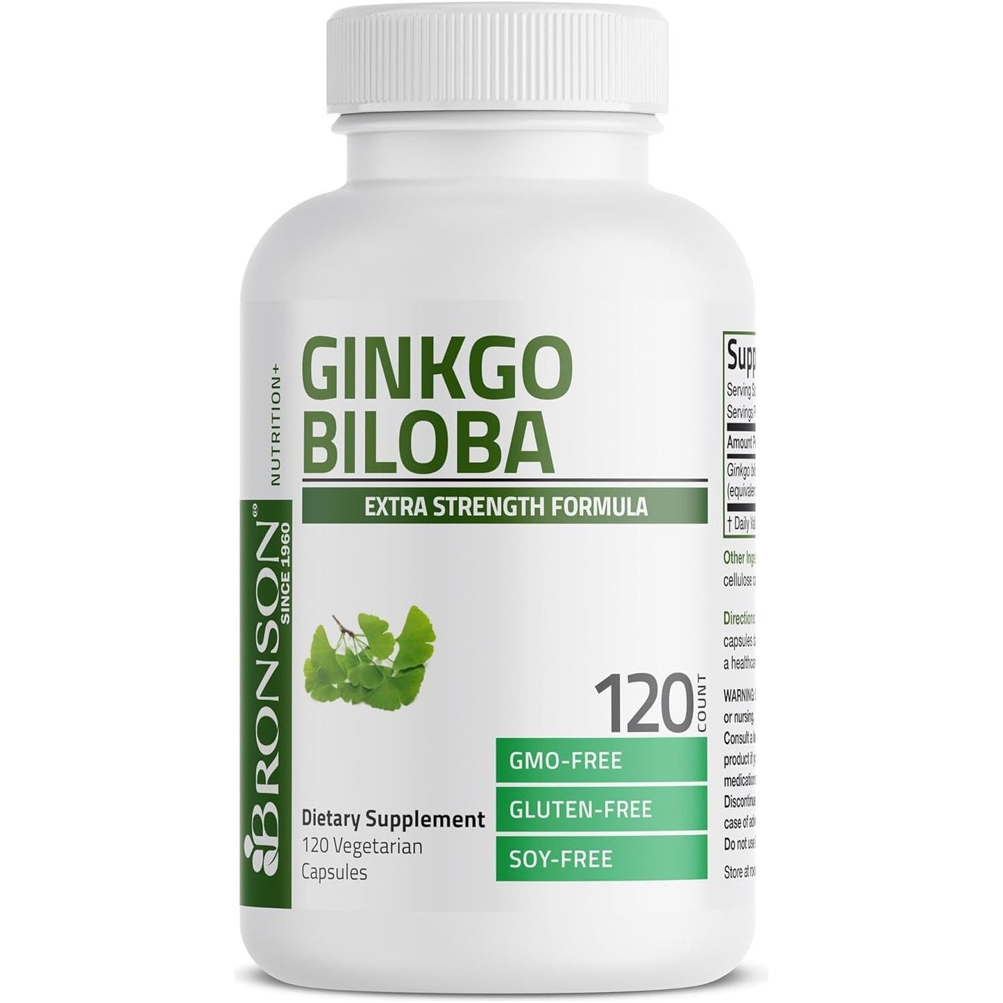 Bronson Ginkgo Biloba Extra Strength Supports Brain Function & Memory Support, 120 Vegetarian Capsules