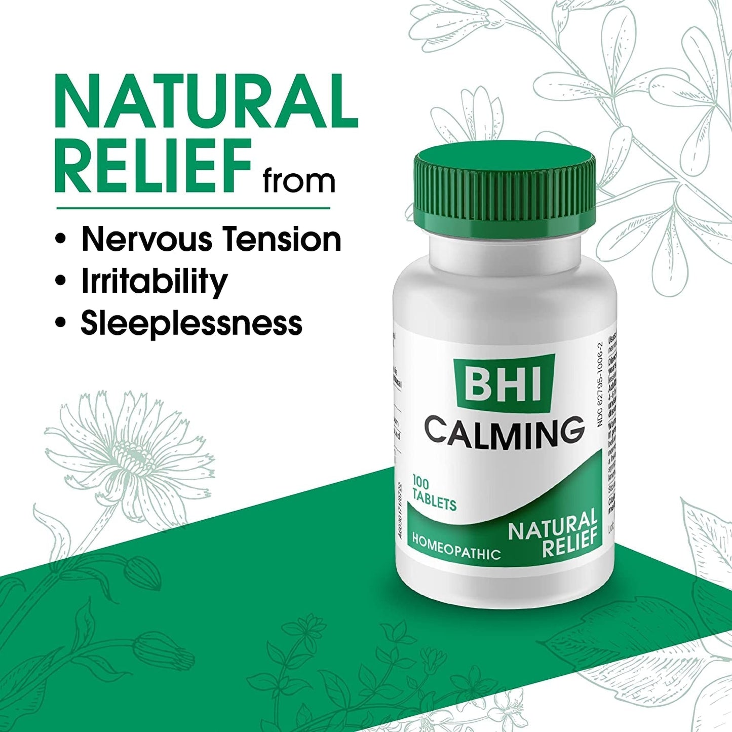 BHI Calming Stress Relief Support Calm Mood & Sleep - Relax Mind & Body 100 Tablets