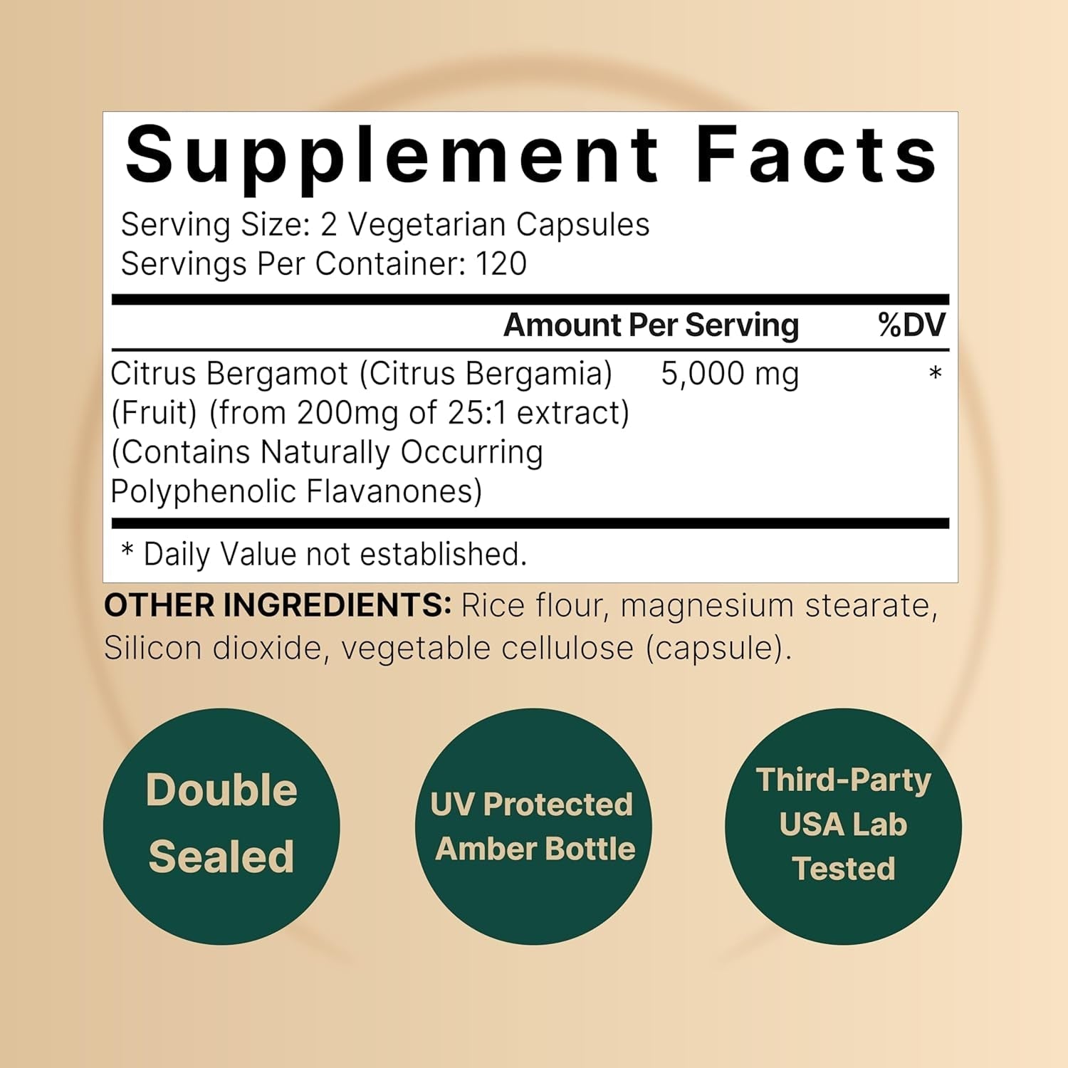 Naturebell Citrus Bergamot 5,000 Mg Equivalent, 240 Capsules - Heart & Immune Support Supplement