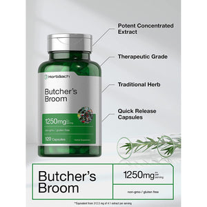 Horbaach Butchers Broom Capsules 1250Mg | 120 Count