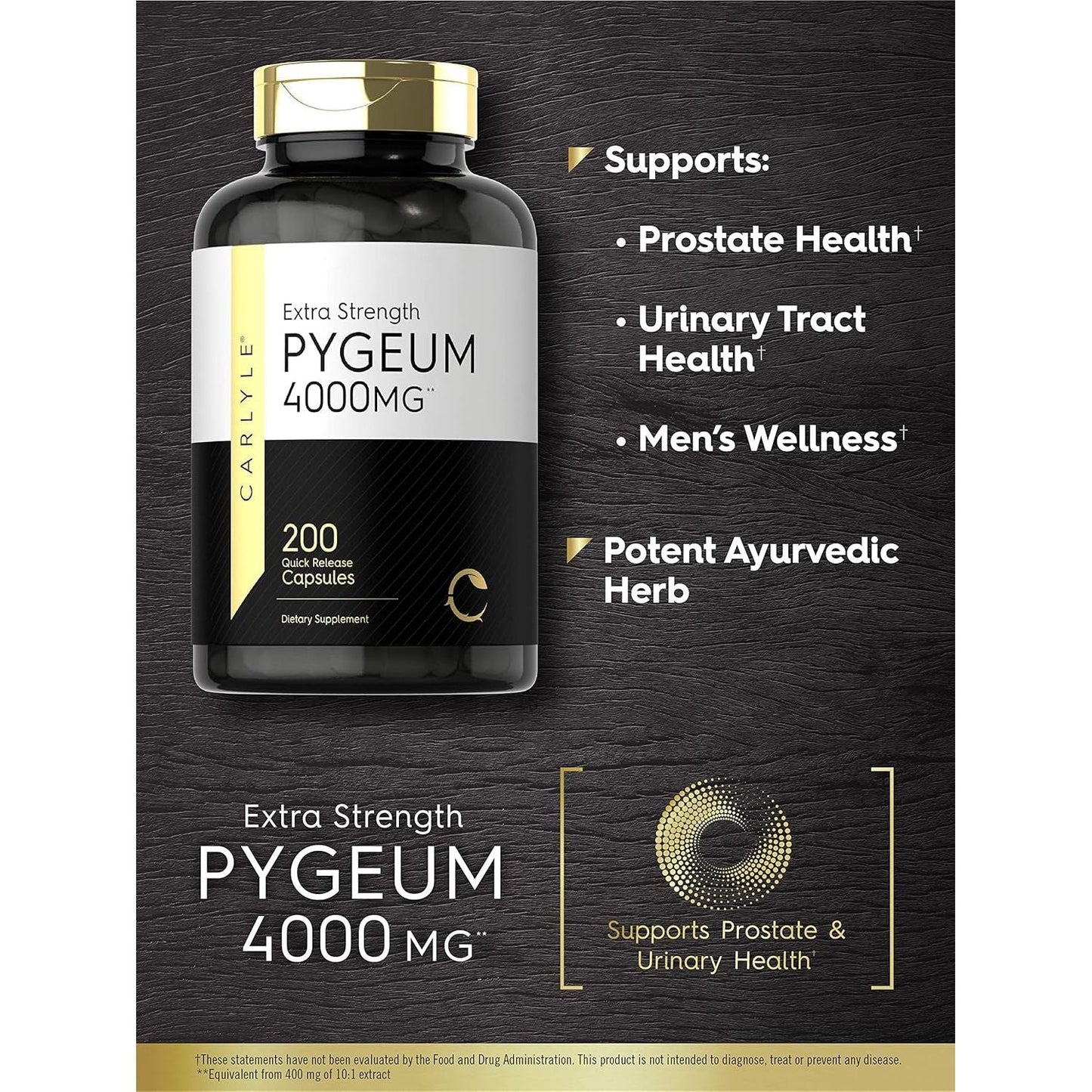 Carlyle Pygeum Africanum Bark | 200 Capsules | High Potency Extract
