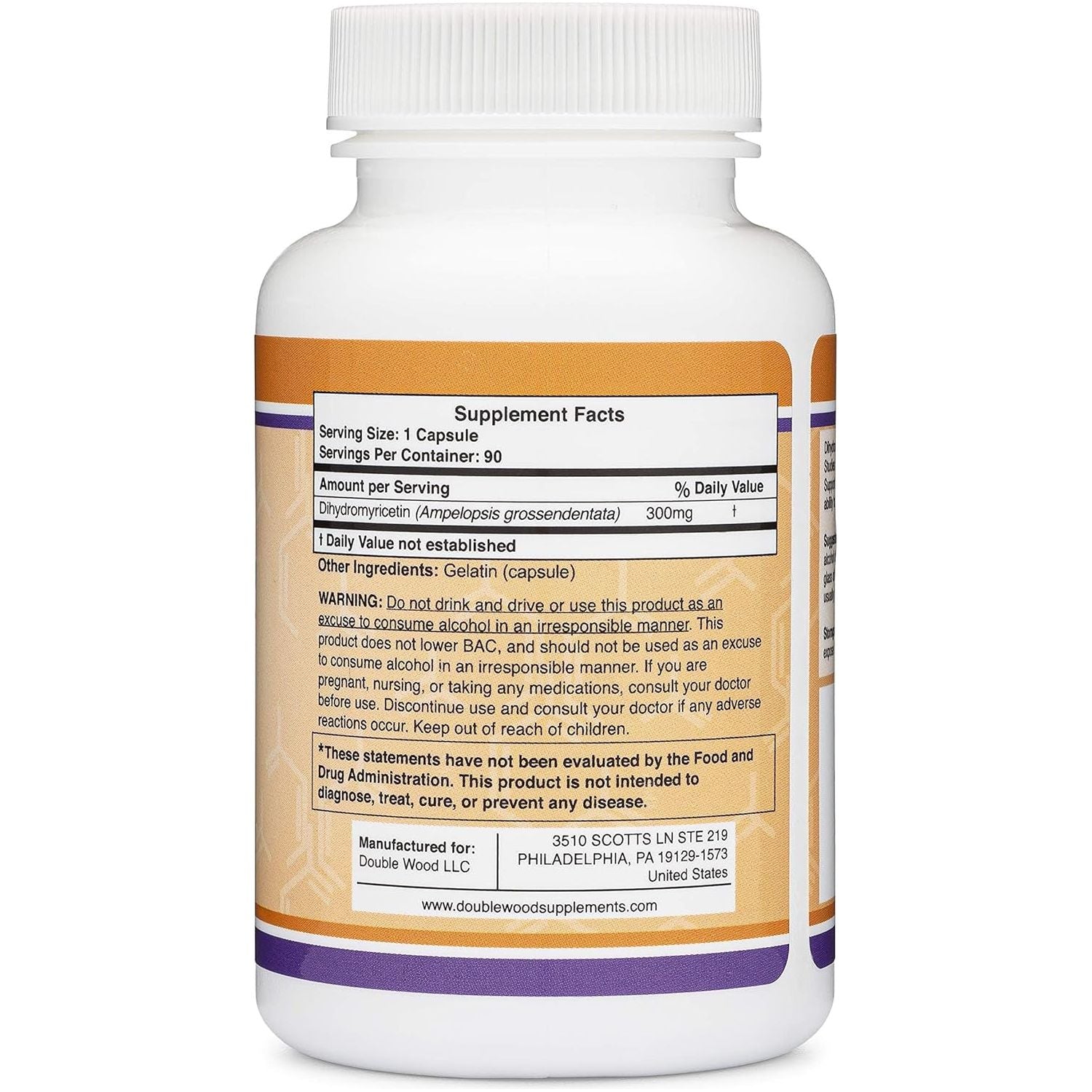 Dihydromyricetin (DHM) Supplement for Liver Support 90 Capsules 300Mg