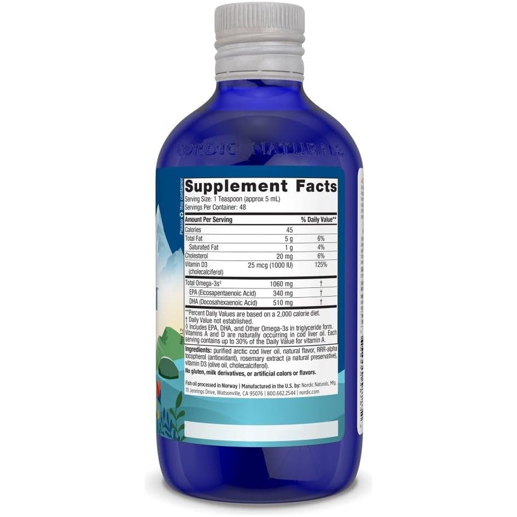 Nordic Naturals Arctic-D Cod Liver Oil, Lemon - 8 Oz - 1060 Mg Total Omega-3S + 1000 IU Vitamin D3 48 Servings