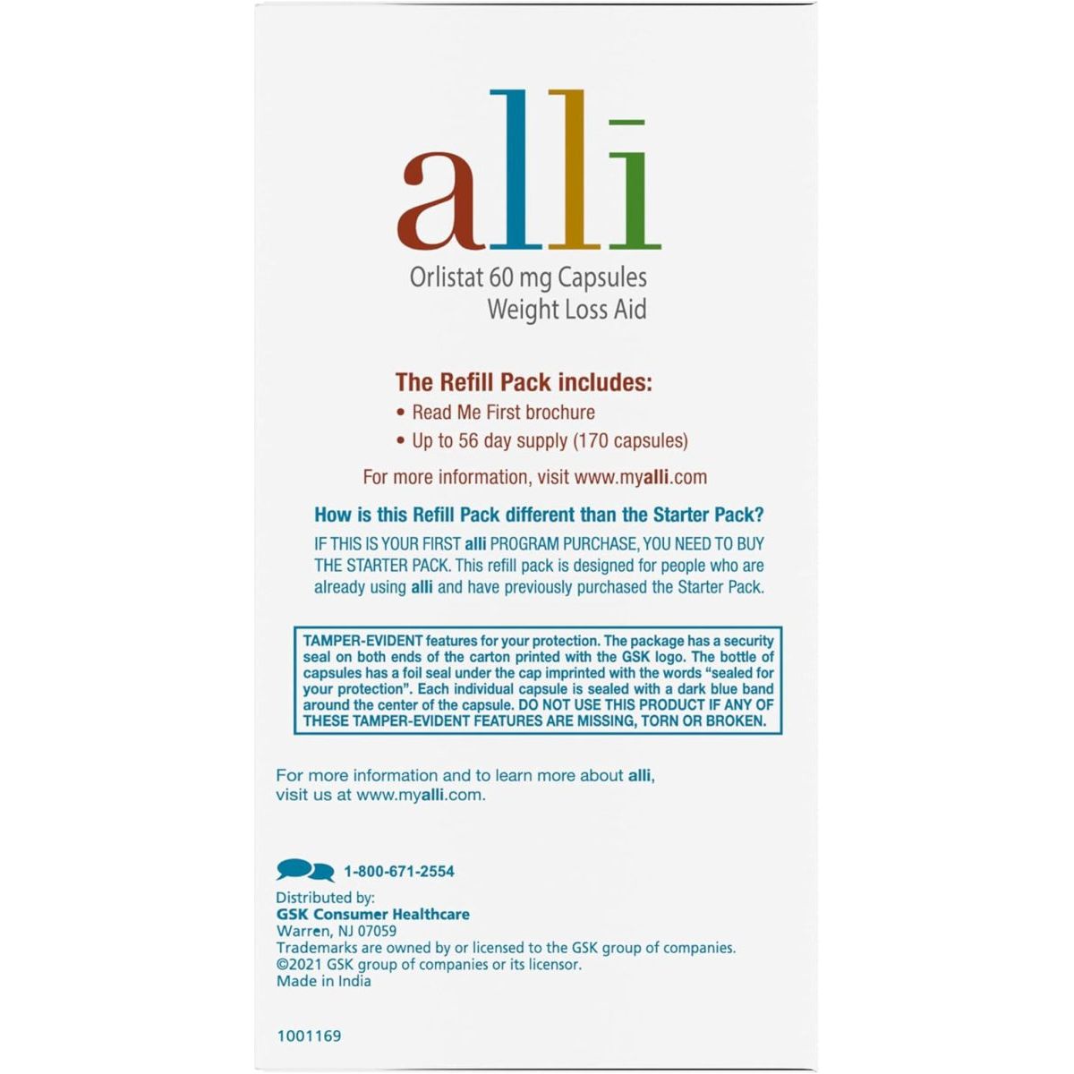 Alli Diet Weight Loss Supplement Pills, Orlistat 60Mg Capsules, 170 Count - Suppviv