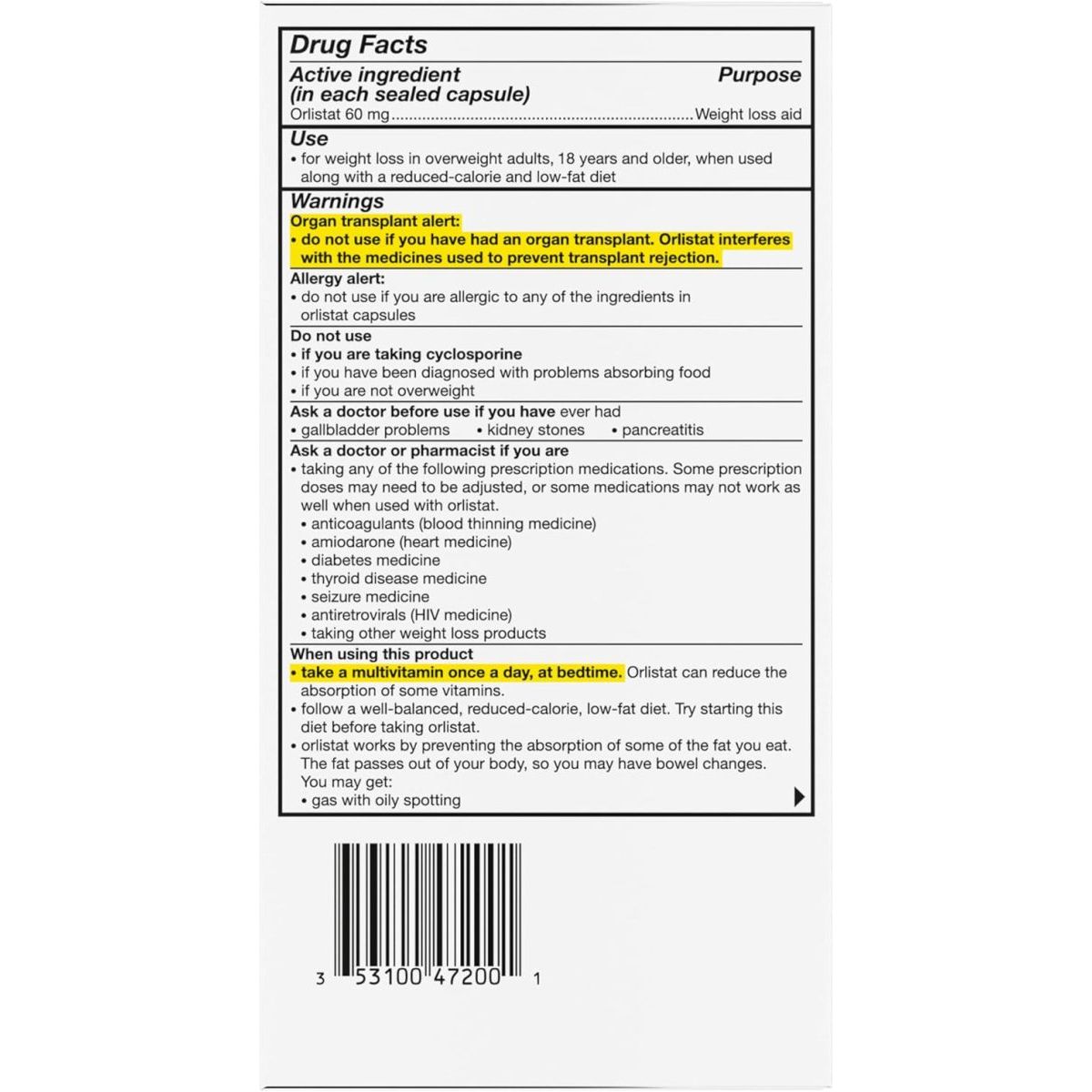 Alli Diet Weight Loss Supplement Pills, Orlistat 60Mg Capsules, 170 Count - Suppviv