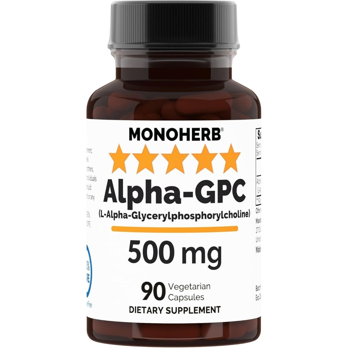 Alpha - Gpc 500 Mg - 90 Vegan Capsules, Nootropic for Brain Support, Focus, Memory, Motivation, and Energy - Suppviv