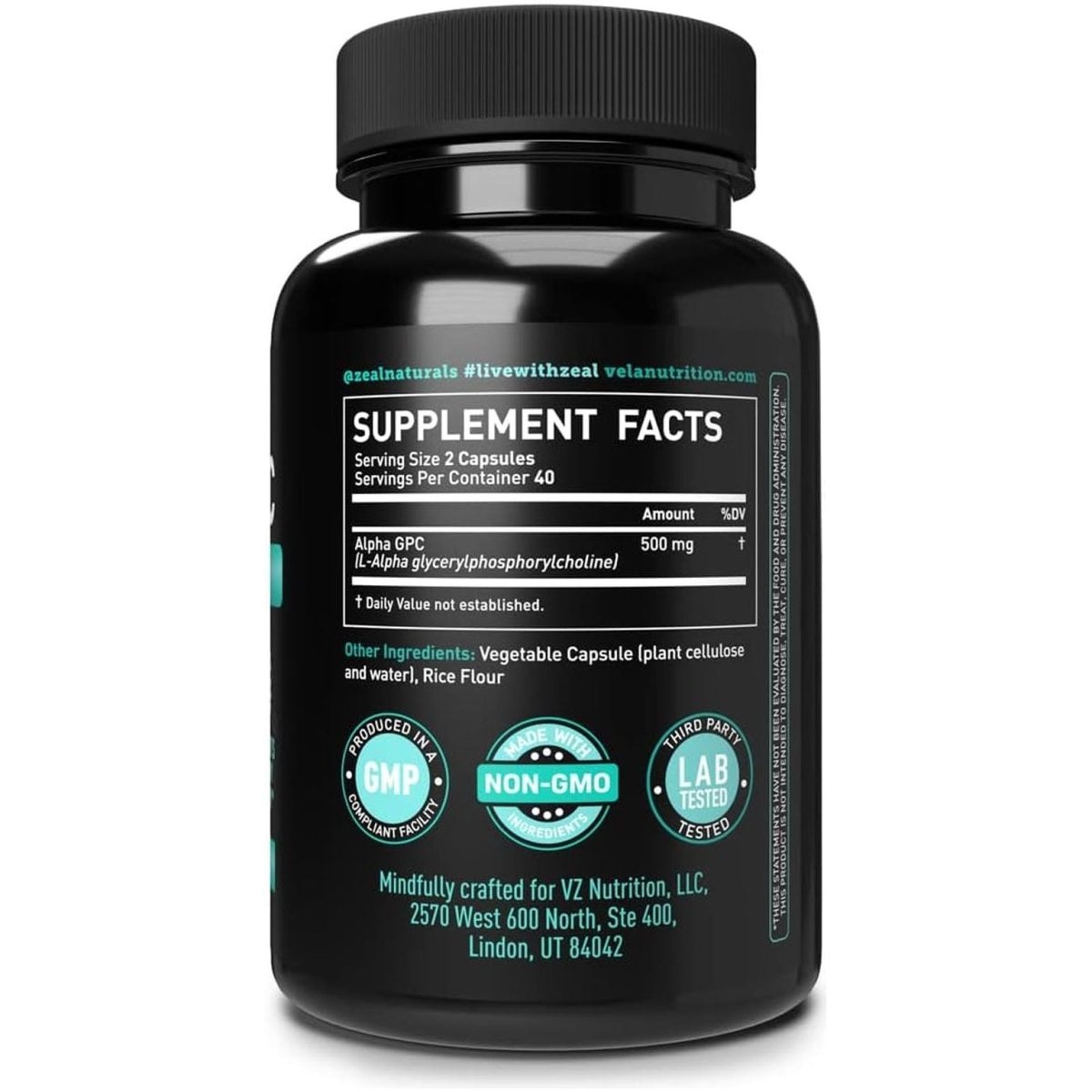 Alpha GPC 500Mg Capsules | 80 Count | Supports Healthy Cognitive Function - Suppviv