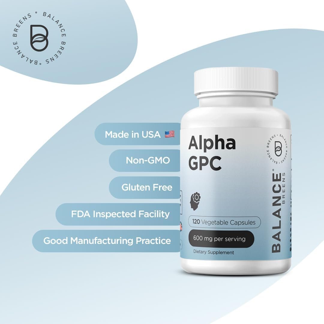 Alpha GPC Choline Supplement 600Mg – 120 Vegetable Capsules - Advanced Memory Formula, Nootropics Brain Support Supplement - Suppviv