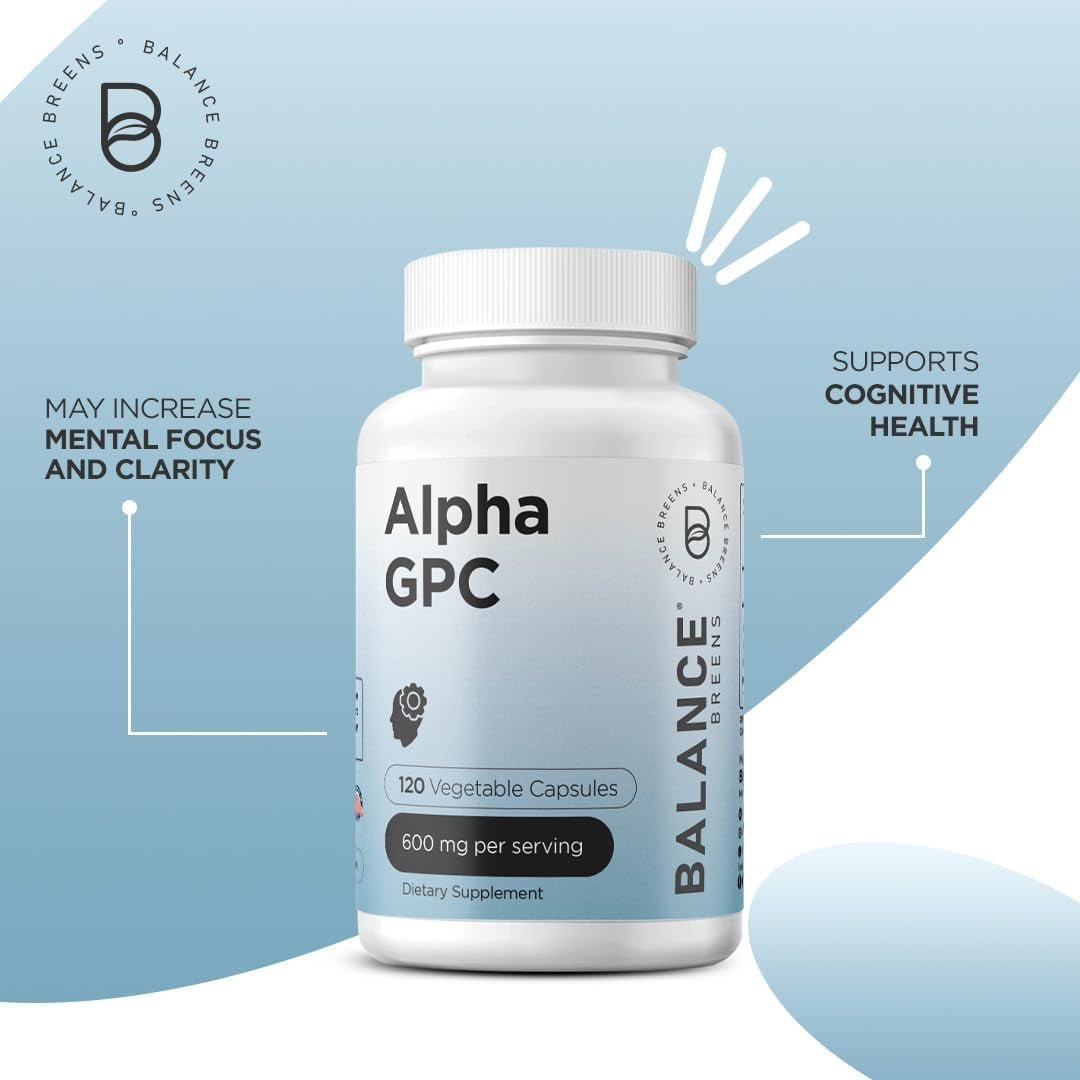 Alpha GPC Choline Supplement 600Mg – 120 Vegetable Capsules - Advanced Memory Formula, Nootropics Brain Support Supplement - Suppviv