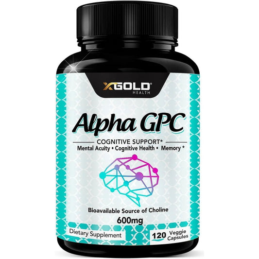 Alpha GPC Choline Supplement 600Mg, 99%+ Highly Purified, Highly Bioavailable Source of Choline,120 Veggie Capsules, - Suppviv