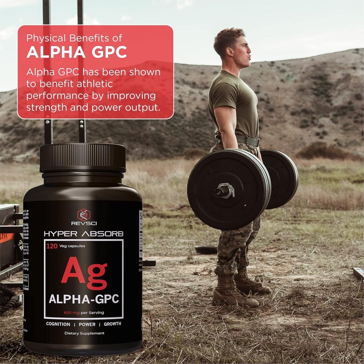 Alpha GPC Supplement & Bioperine for Hyper Absorption - 120 Count, 600Mg Serving - Nootropics for Memory, Focus, Energy, Motivation - Suppviv