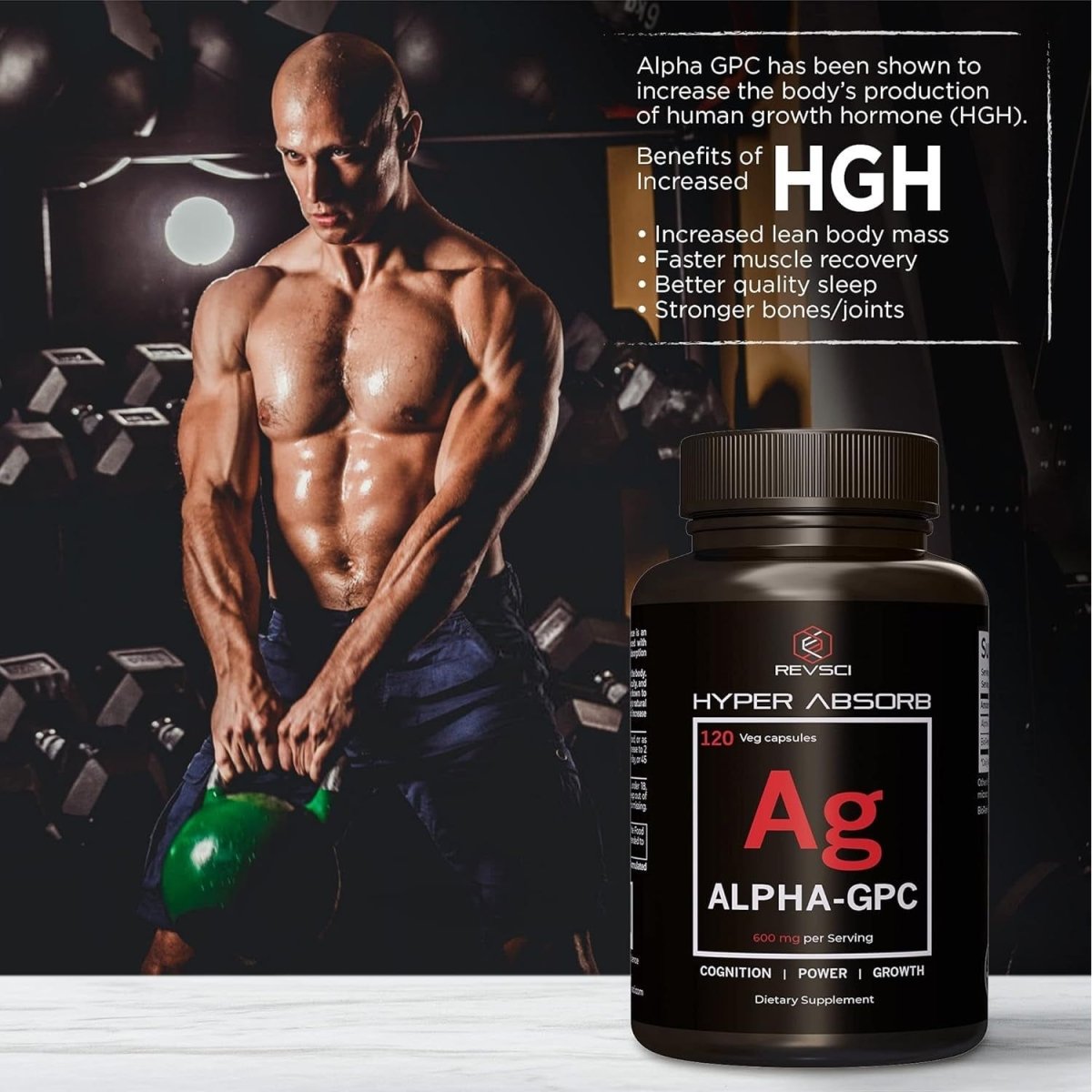 Alpha GPC Supplement & Bioperine for Hyper Absorption - 120 Count, 600Mg Serving - Nootropics for Memory, Focus, Energy, Motivation - Suppviv
