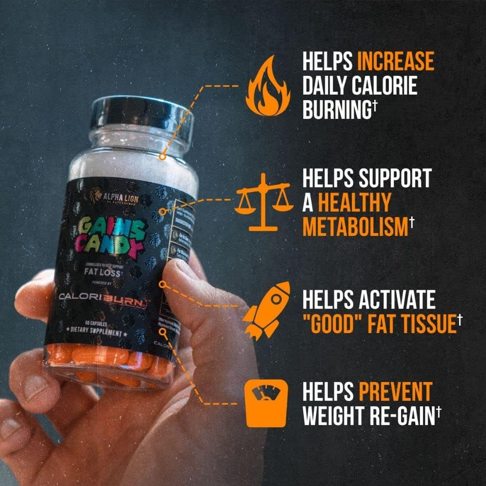 ALPHA LION Gains Candy, Pills That Support Weight Loss, Energy Supplements, 100% Natural Extract,60 Capsules - Suppviv